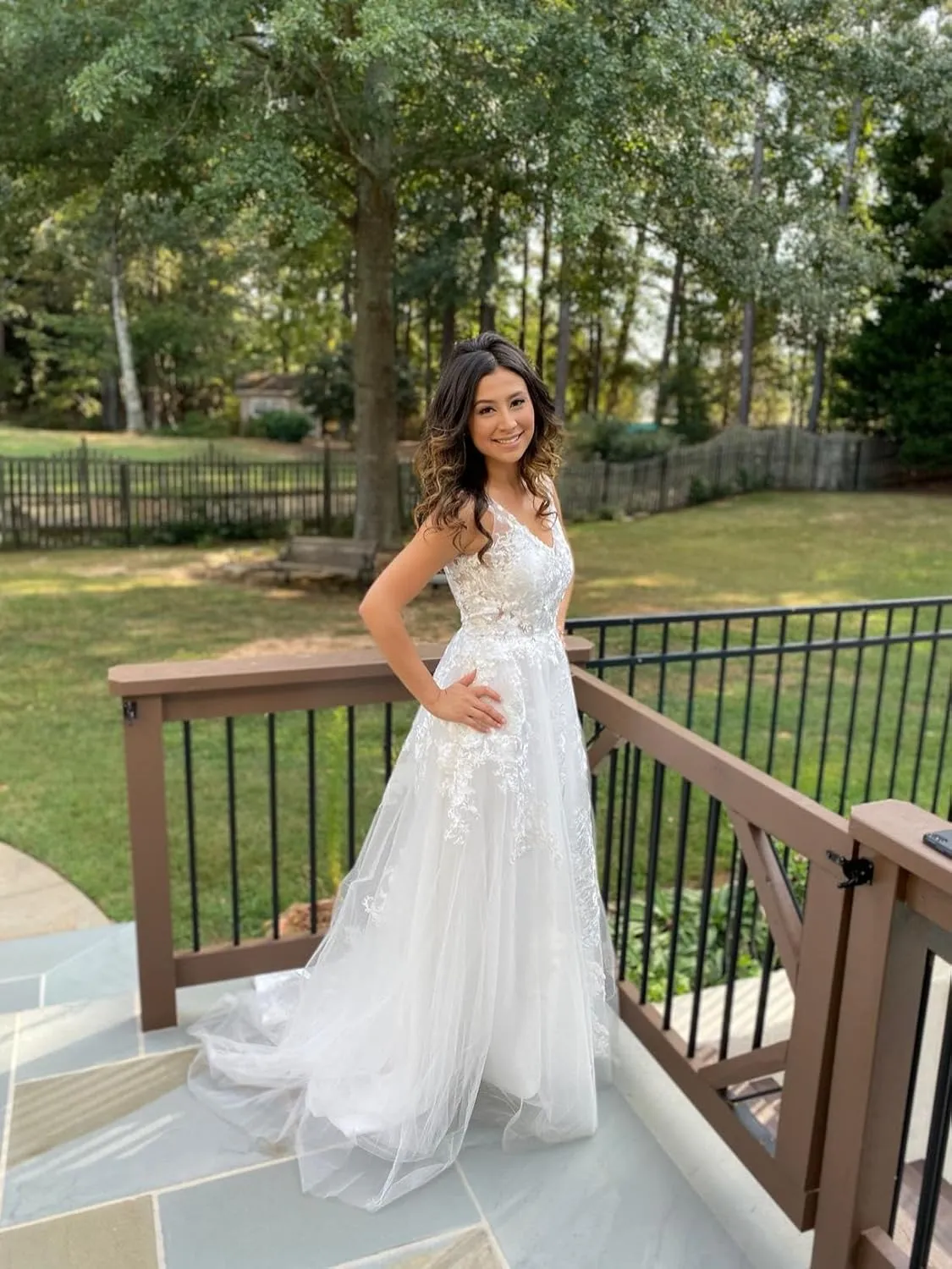 Tulle Beach Wedding Dresses for Women 2025 Lace Appliques Bridal Gown with Train