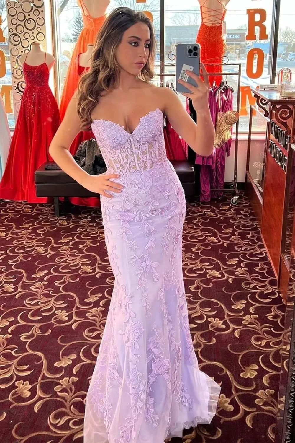 Tulle Lace Appliques Prom Dress 2025 Long Mermaid Strapless Ball Gown Evening Dresses for Women