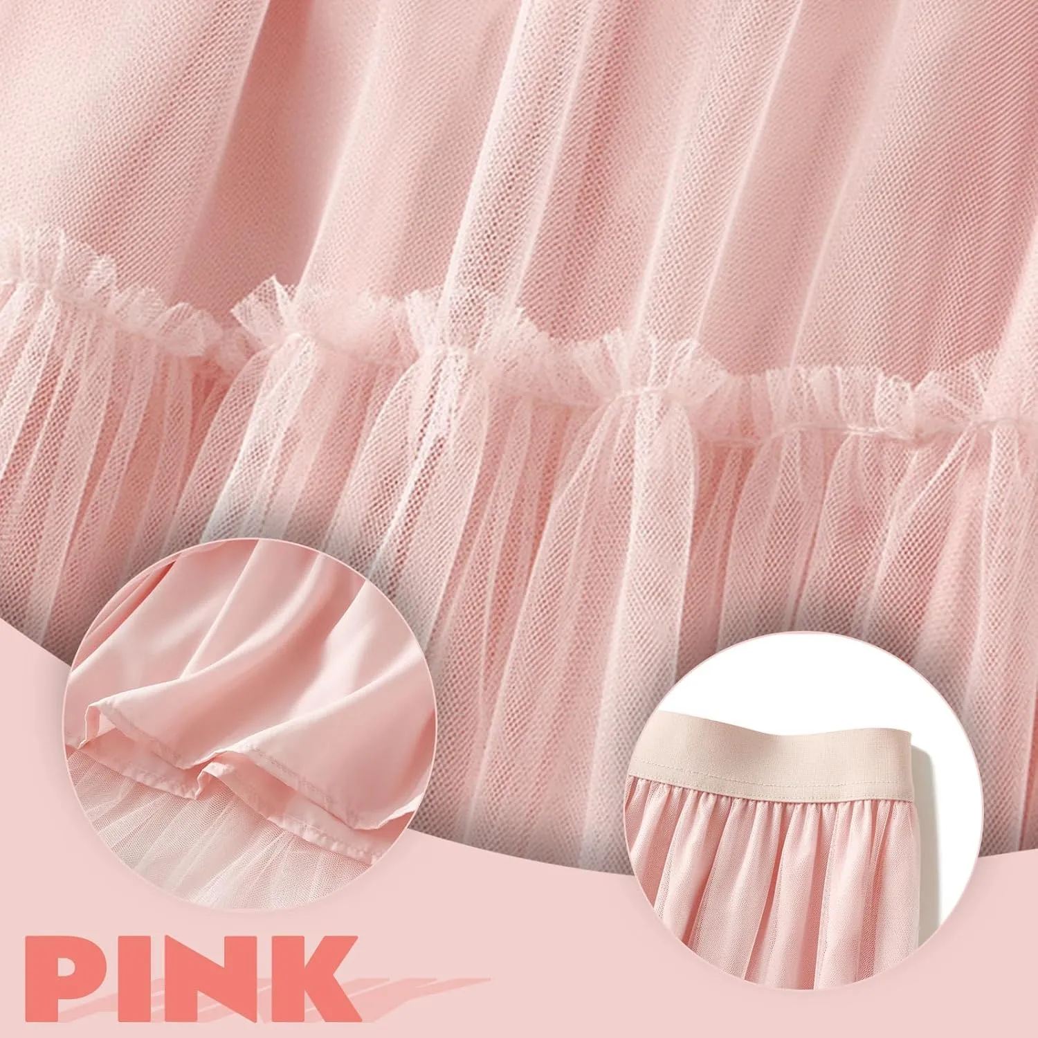 Tulle Skirts for Women Long Length Tutu Fairy Tiered Skirt A Line Mesh Elastic Waist Skirts