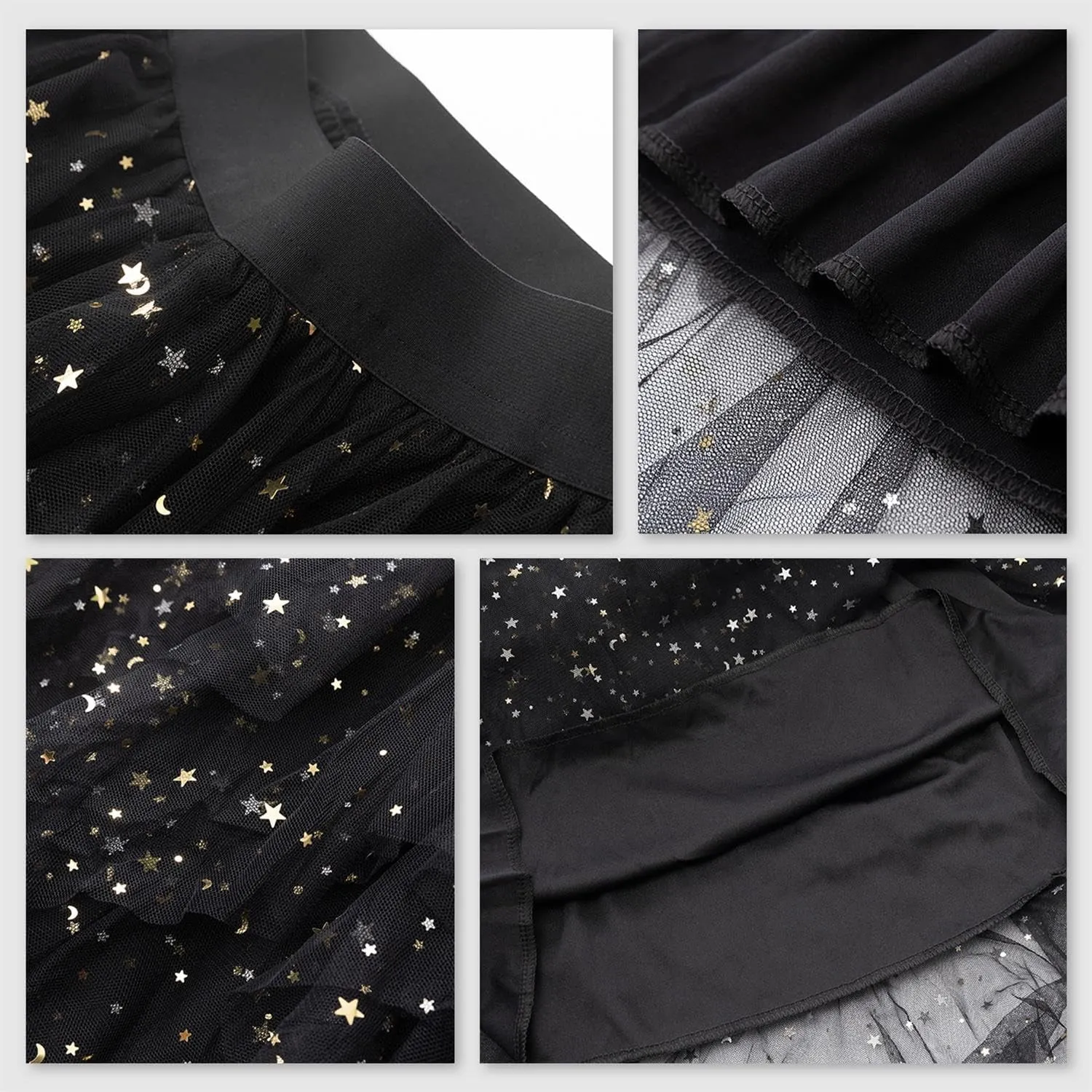 Tulle Skirts for Women Midi Long Fairy Skirt Tutu A-Line Mesh Layered High Elastic Waist Halloween Skirts