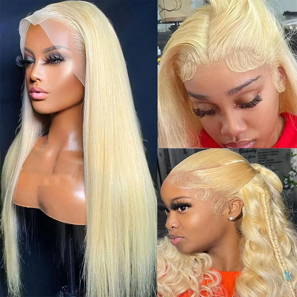Tuneful 250% Density 613 13x6 Lace Front Wig Human Hair 28 Inch Straight Blonde Lace Front Wigs Human Hair Pre Plucked 613 HD Lace Frontal Wig Human Hair Natural Hairline