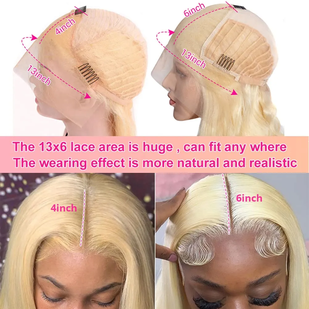 Tuneful 250% Density 613 13x6 Lace Front Wig Human Hair 28 Inch Straight Blonde Lace Front Wigs Human Hair Pre Plucked 613 HD Lace Frontal Wig Human Hair Natural Hairline