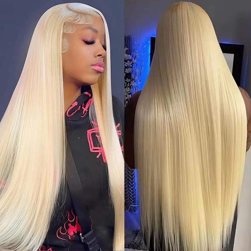 Tuneful 613 Lace Front Wig Human Hair 13x6 Blonde Lace Front Wigs Human Hair 26 Inch 180% Density Straight 613 Frontal Wig Pre Plucked With Baby Hair
