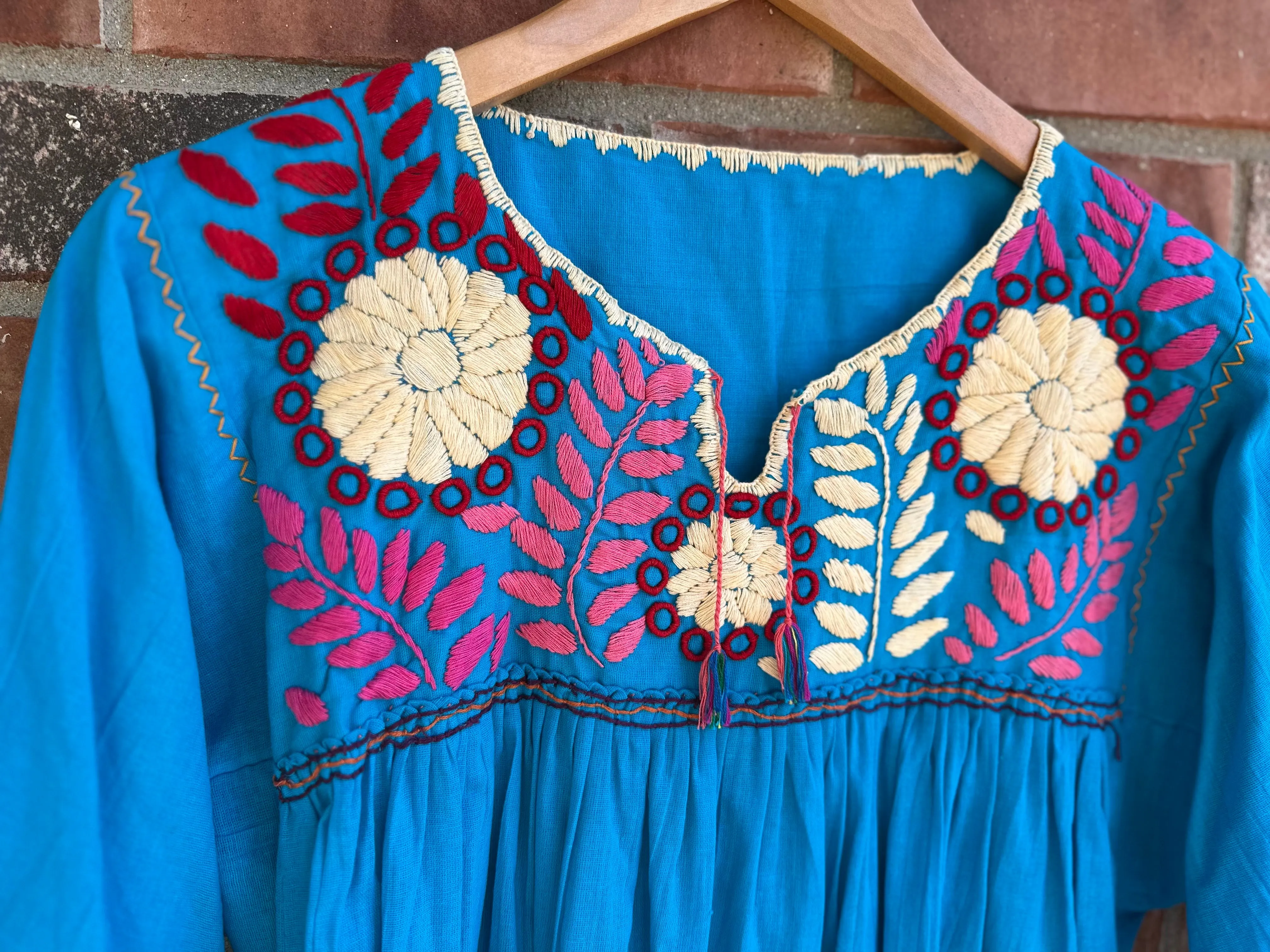 Turquoise with Multicolor Blusa con Flores