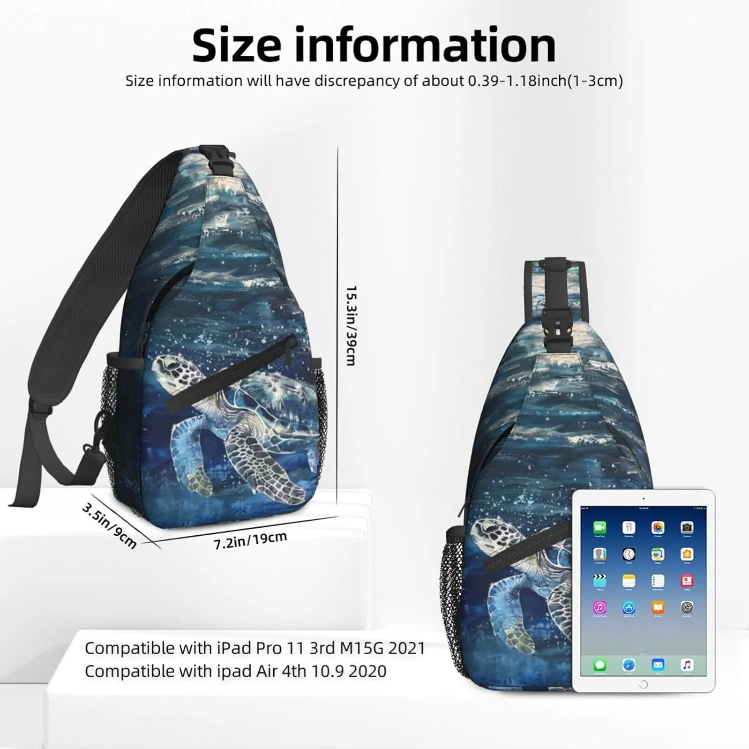 Turtle Oil Painting Sling Bag For Women Crossbody Shoulder Bag Casual Daypack Backpacks Men Chest Bag Gym Cycling Travel Hiking