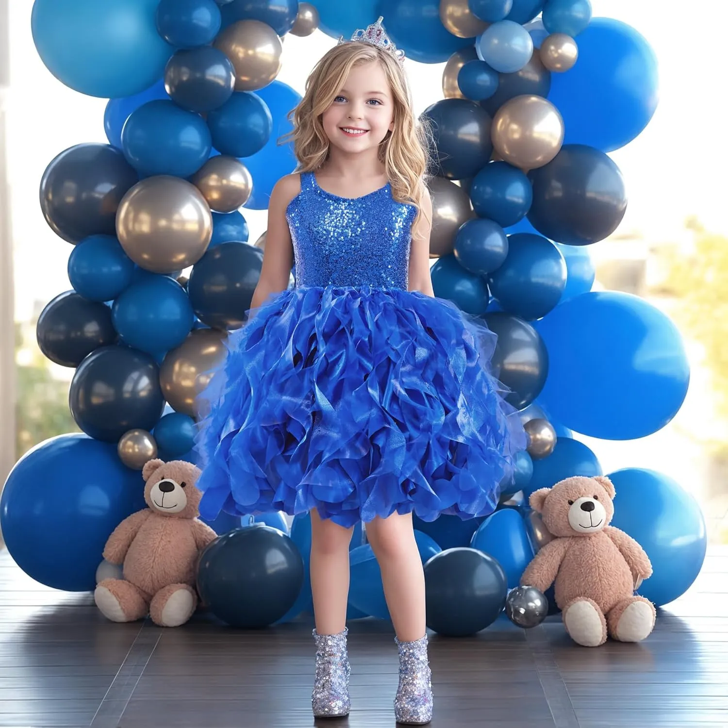 Tutu Dress for Girls Sparkly Sequin Tulle Princess Birthday Party Dress for Toddler Girls Prom Sneaker Ball Gown
