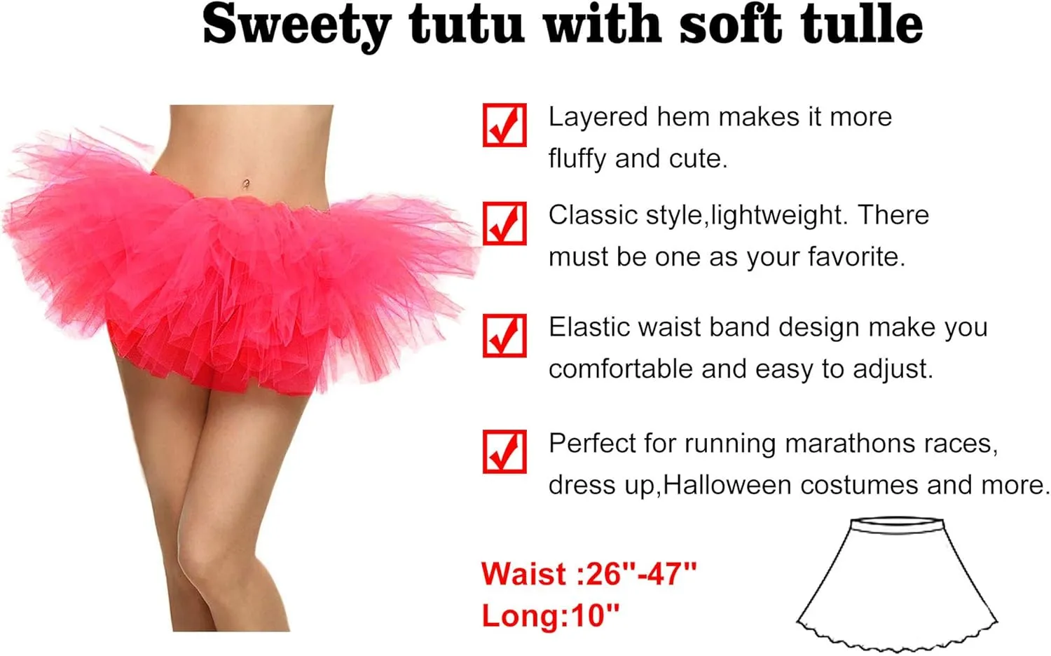 Tutus for Women Adult Tutu Women's 5 Layered Tulle Tutu Skirt