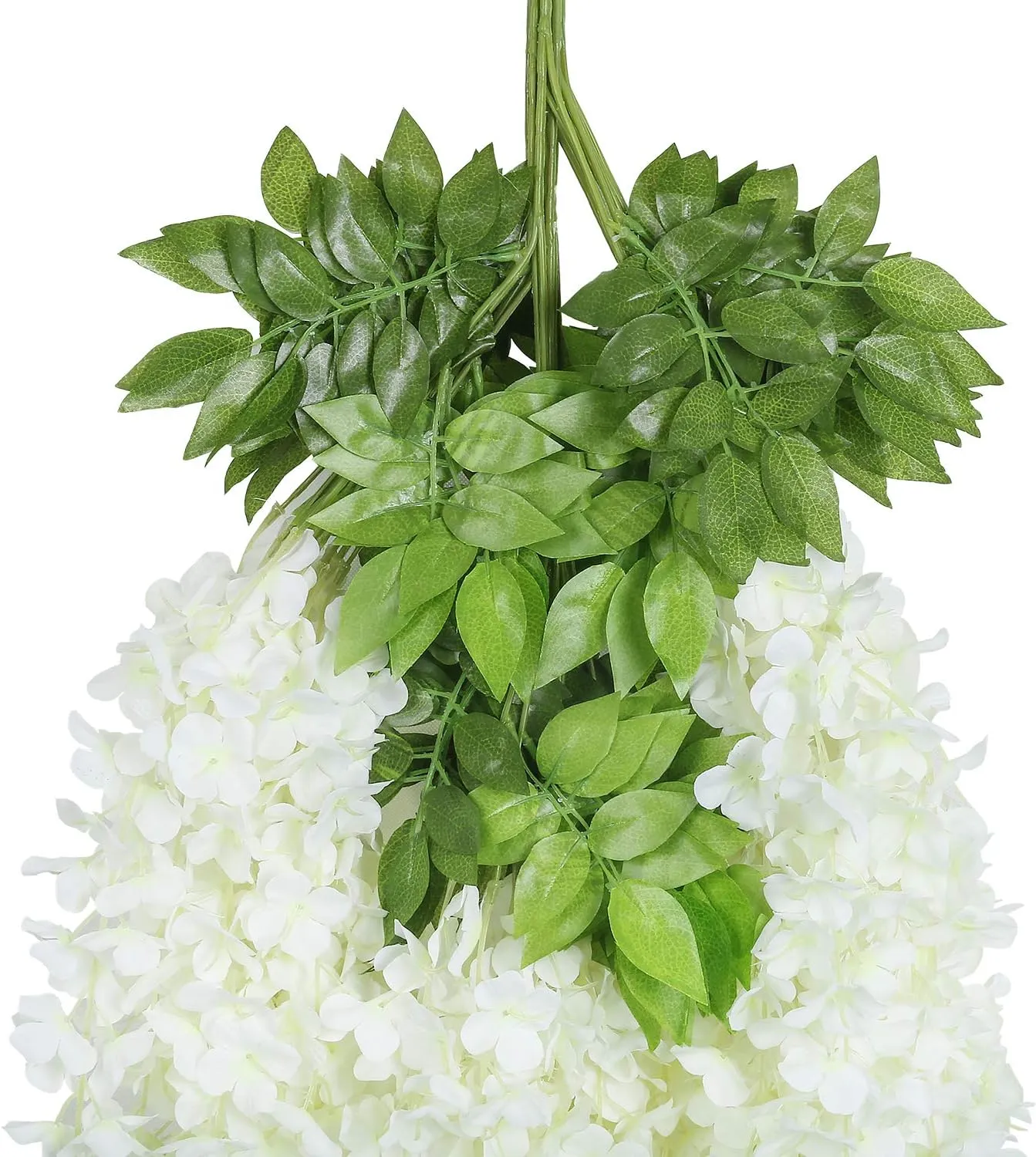 U'Artlines 24 Pack (Total 86.4 Feet) Artificial Fake Wisteria Vine Rattan Hanging Garland Silk Flowers String Home Party Wedding Decor (24, White)
