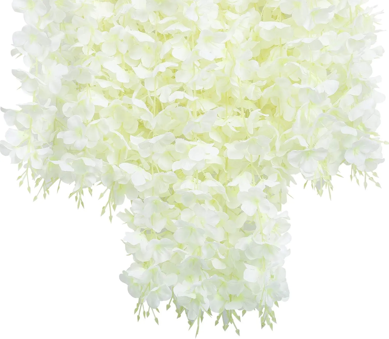 U'Artlines 24 Pack (Total 86.4 Feet) Artificial Fake Wisteria Vine Rattan Hanging Garland Silk Flowers String Home Party Wedding Decor (24, White)