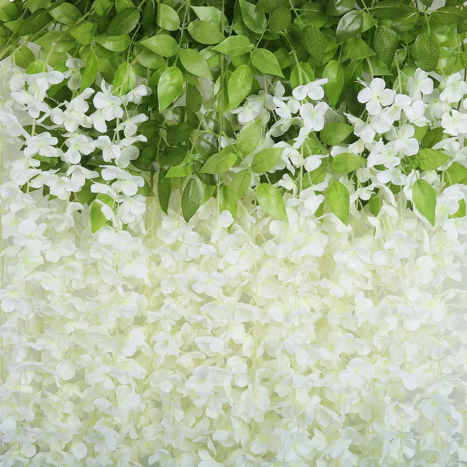 U'Artlines 24 Pack (Total 86.4 Feet) Artificial Fake Wisteria Vine Rattan Hanging Garland Silk Flowers String Home Party Wedding Decor (24, White)