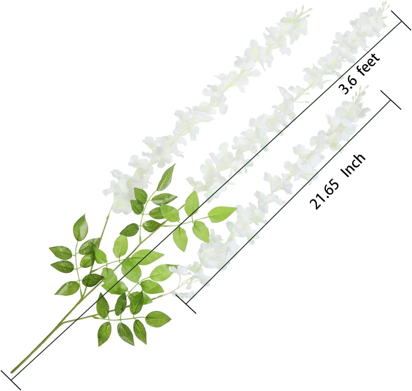 U'Artlines 24 Pack (Total 86.4 Feet) Artificial Fake Wisteria Vine Rattan Hanging Garland Silk Flowers String Home Party Wedding Decor (24, White)