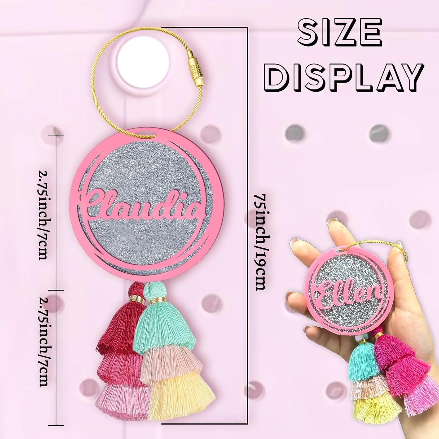 Ubjva Personalized Accessories Custom Name Keychain for Beach, Tote, Backpack, Diaper Bag