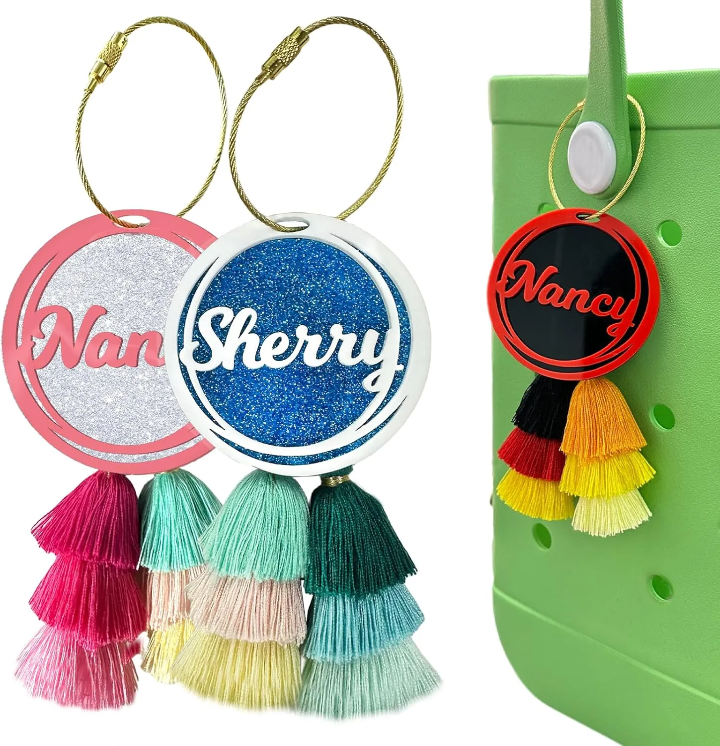 Ubjva Personalized Accessories Custom Name Keychain for Beach, Tote, Backpack, Diaper Bag