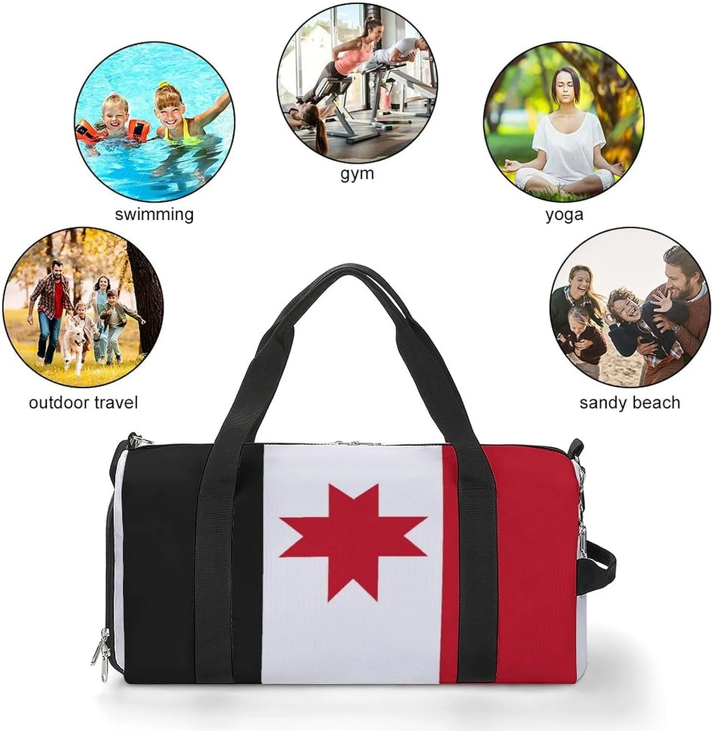Udmurtia Flag Sports Duffel with Wet Pocket and Shoe Compartment Gym Bag for Travel Yoga