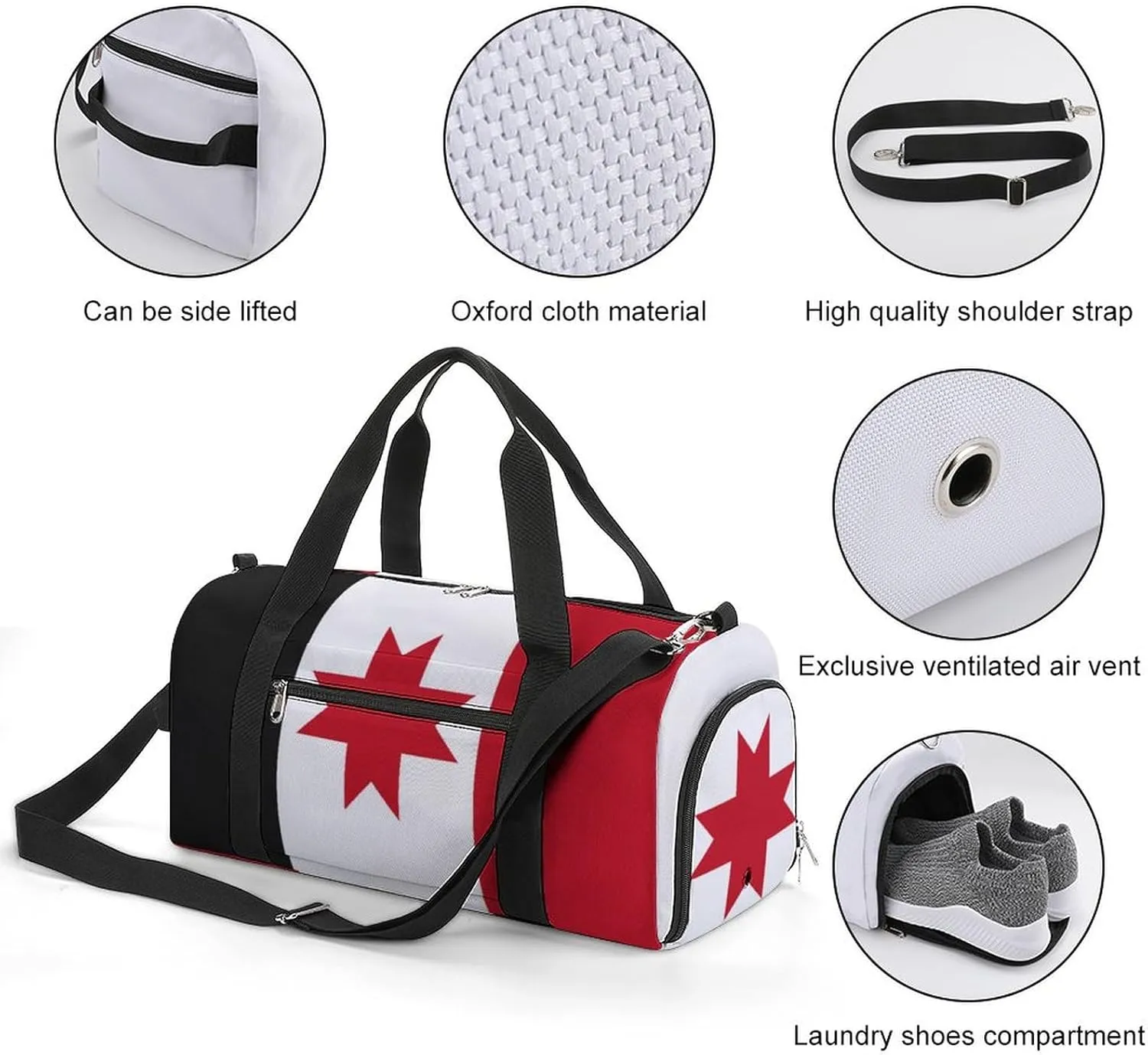 Udmurtia Flag Sports Duffel with Wet Pocket and Shoe Compartment Gym Bag for Travel Yoga