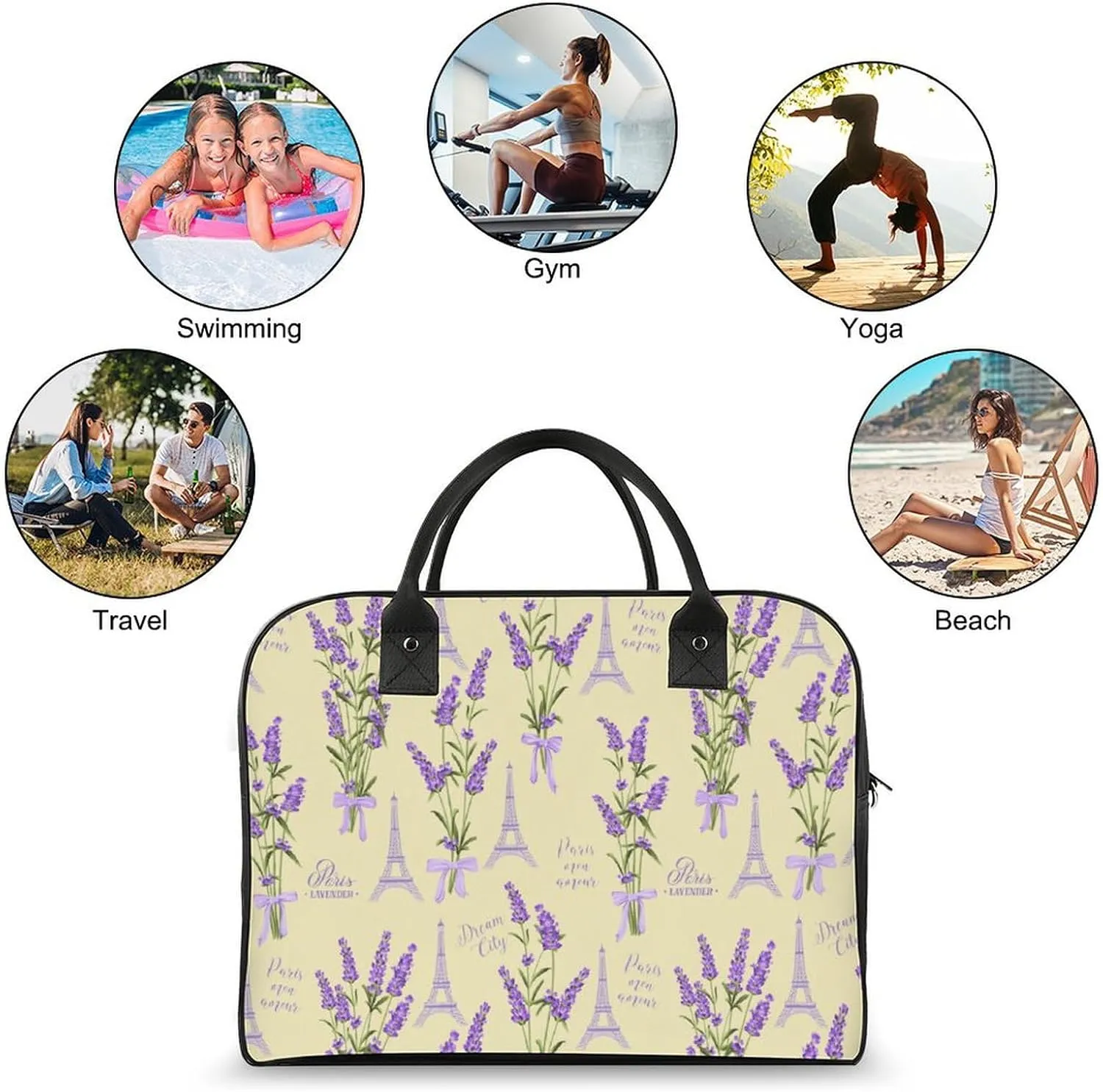 Unisex Casual Nylon Berries Patterns Retro Handbag for Touring 13" X 19" X 8"