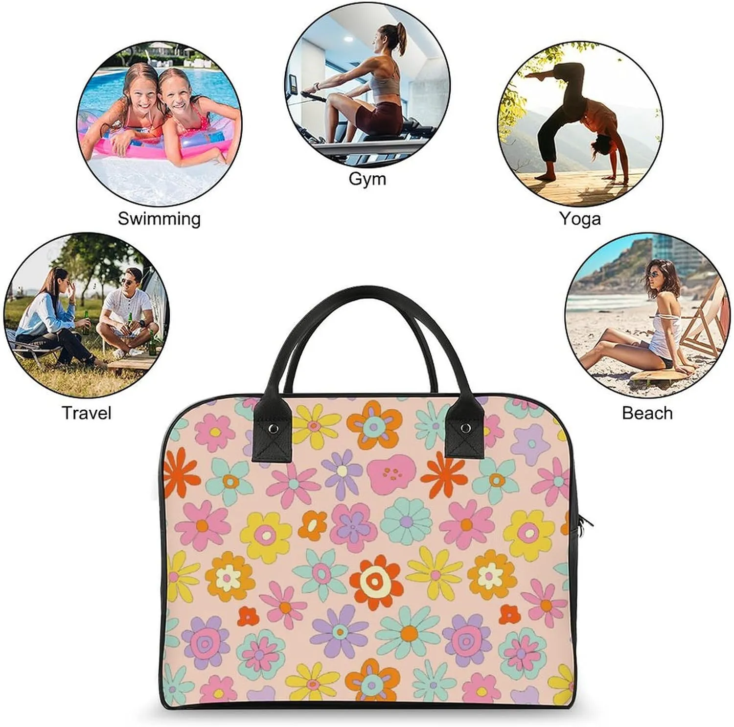 Unisex Casual Nylon Gingerbread House Simple Handbag for Touring 13" X 19" X 8"