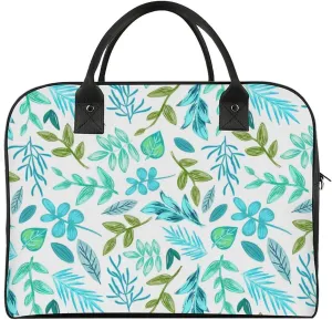 Unisex Crossbody Nylon Blue Leaves Fashion Handbag for Journey 13" X 19" X 8"