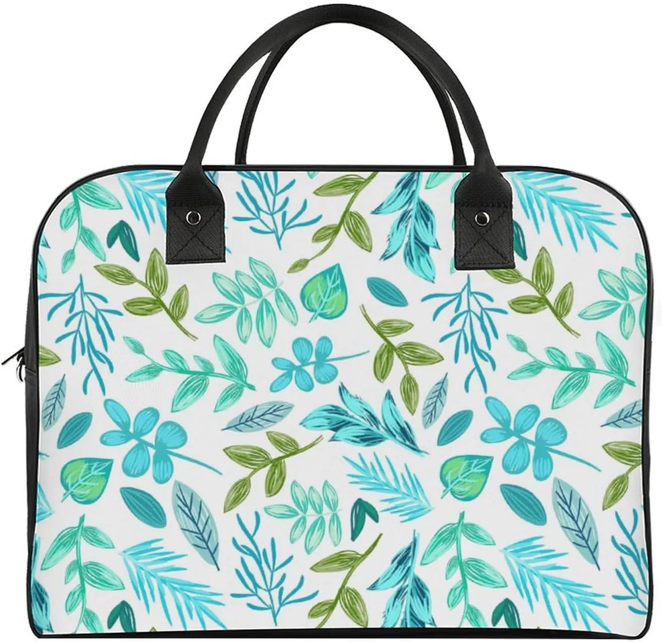 Unisex Crossbody Nylon Blue Leaves Fashion Handbag for Journey 13" X 19" X 8"