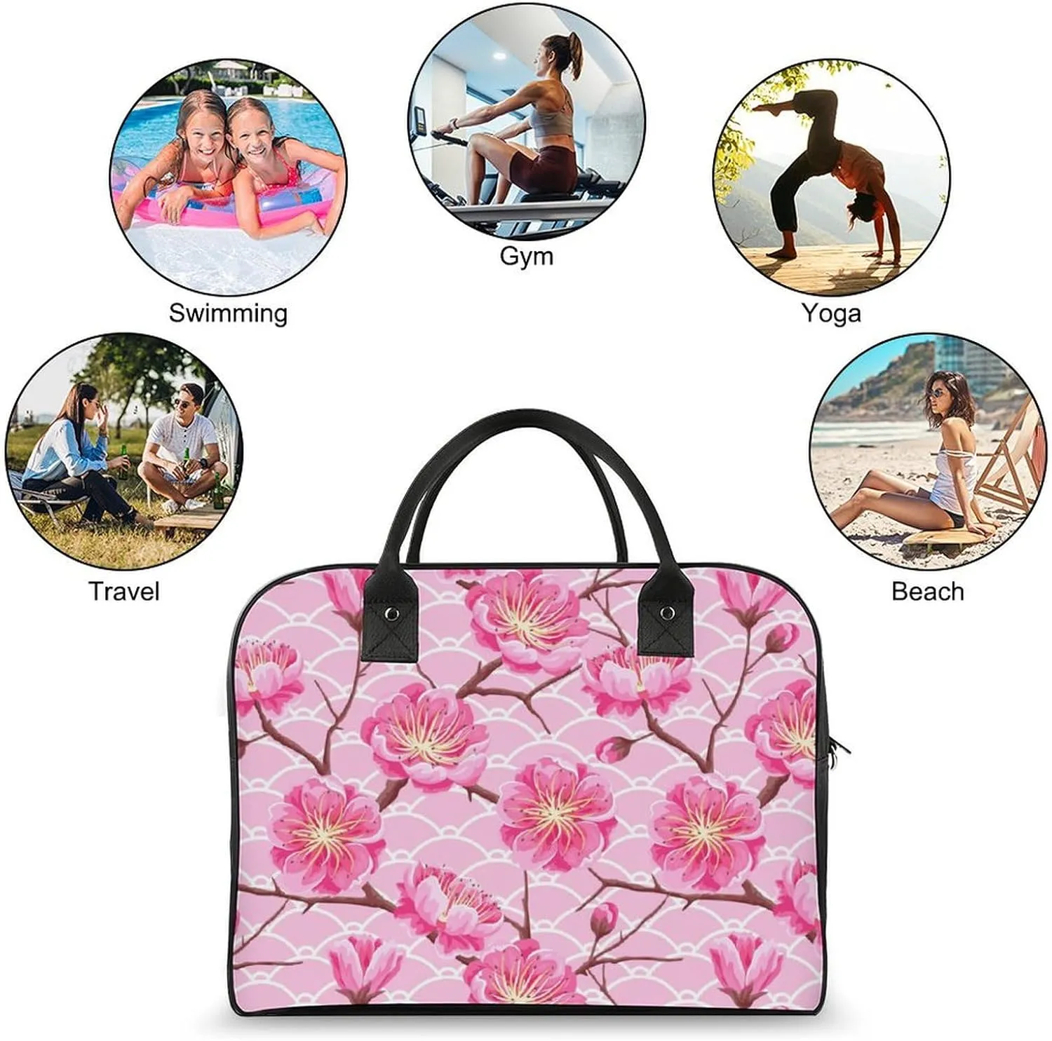 Unisex High-capacity Nylon Colorful Butterfly Aesthetic Handbag for Business Trip 13" X 19" X 8"