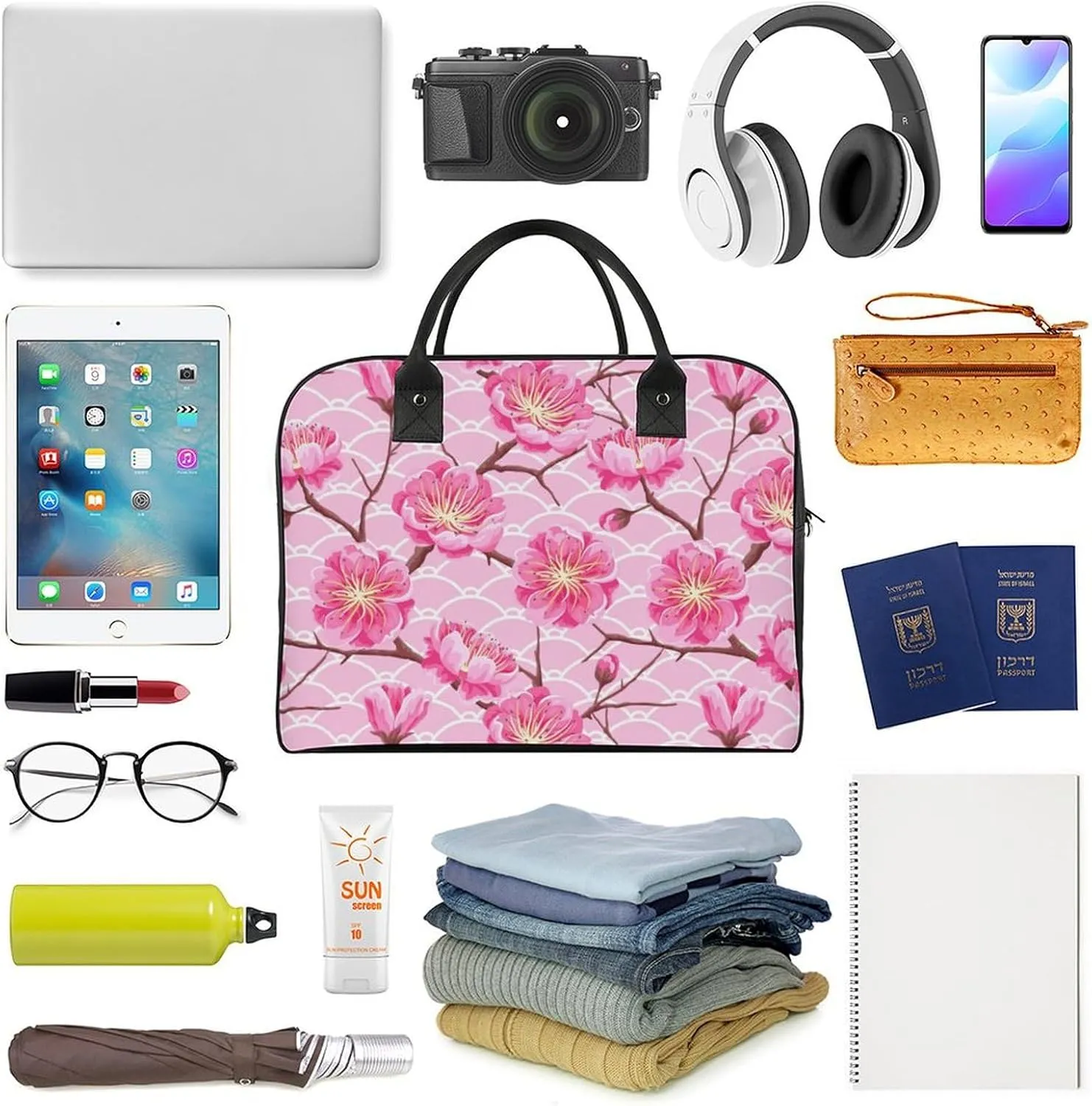 Unisex High-capacity Nylon Colorful Butterfly Aesthetic Handbag for Business Trip 13" X 19" X 8"