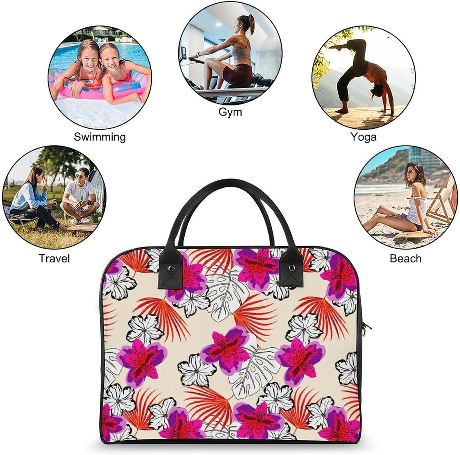 Unisex Large Capacity Nylon French Lavender Fashion Handbag for Traveling 13" X 19" X 8"