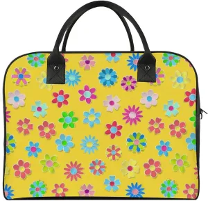 Unisex Shoulder Nylon Floral On Yellow Retro Handbag for Journey 13" X 19" X 8"