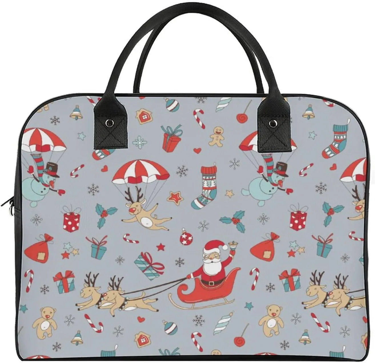 Unisex Shoulder Nylon Santa Gifts Modern Handbag for Journey 13" X 19" X 8"