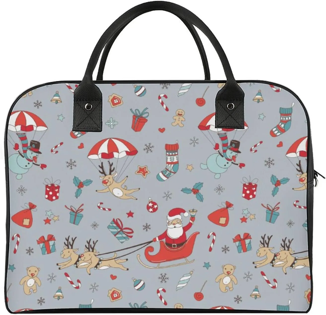 Unisex Shoulder Nylon Santa Gifts Modern Handbag for Journey 13" X 19" X 8"