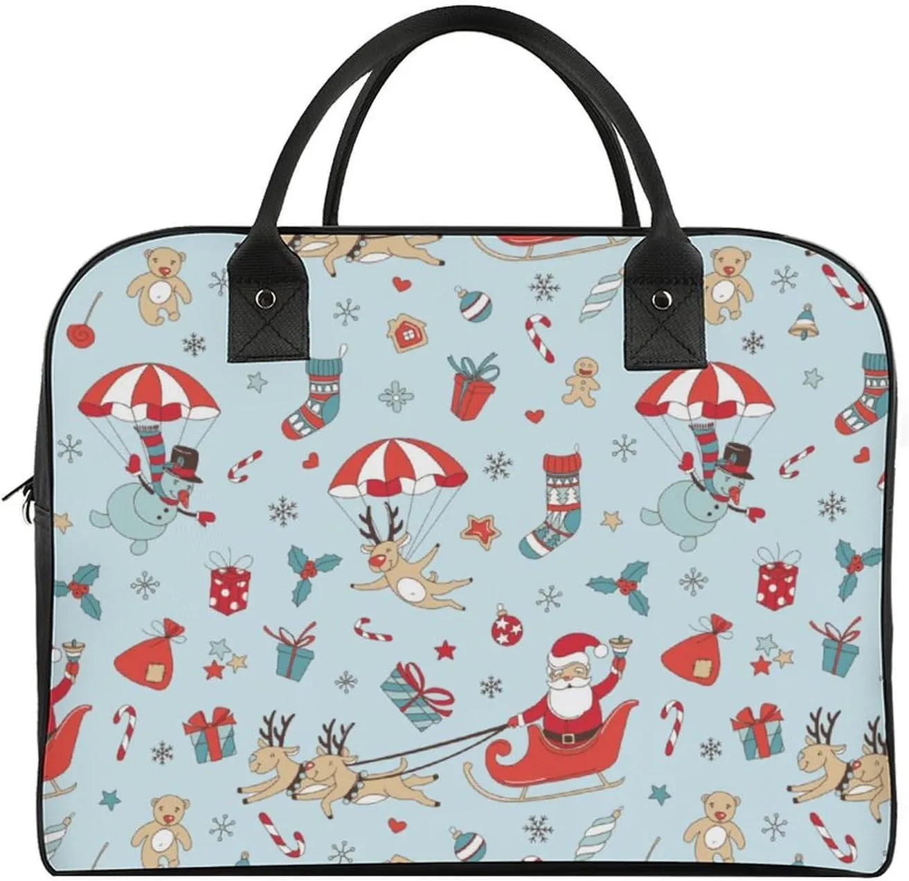 Unisex Shoulder Nylon Santa Gifts Office Handbag for Journey 13" X 19" X 8"