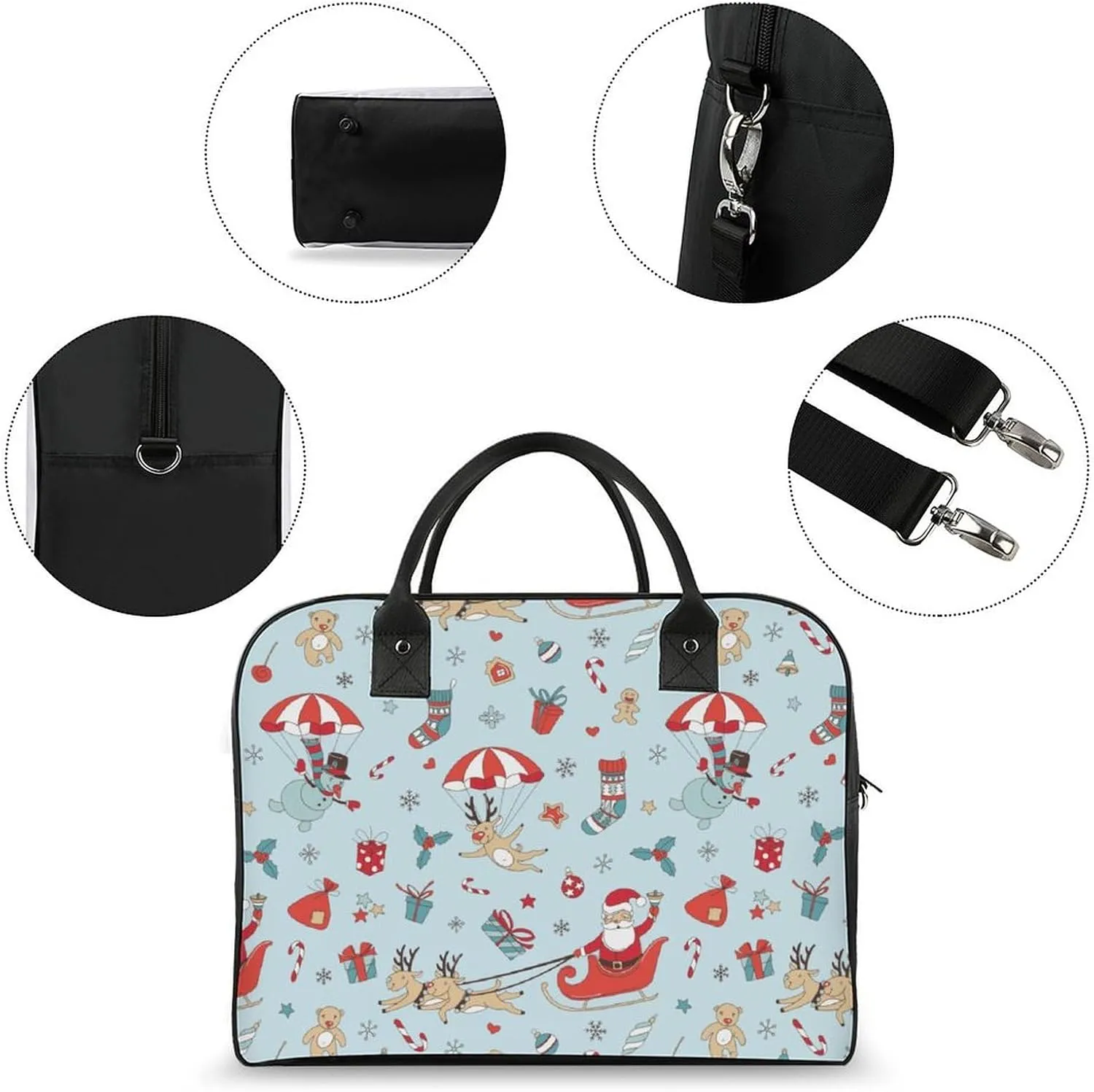 Unisex Shoulder Nylon Santa Gifts Office Handbag for Journey 13" X 19" X 8"