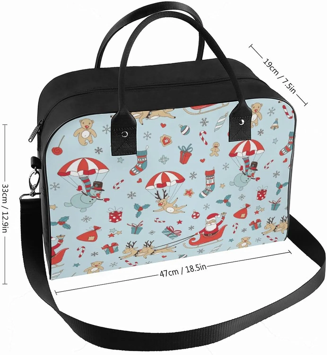 Unisex Shoulder Nylon Santa Gifts Office Handbag for Journey 13" X 19" X 8"