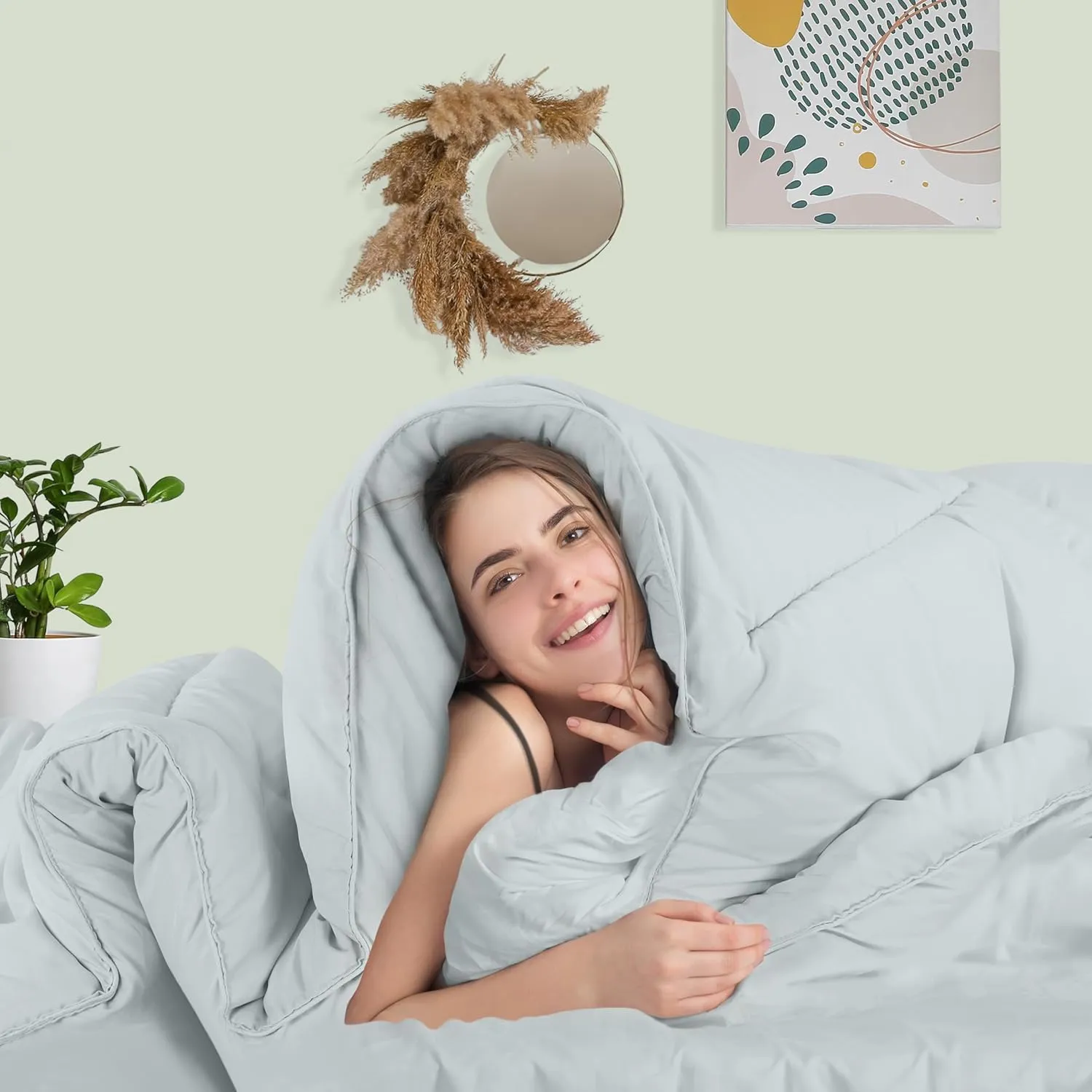 Utopia Bedding Comforter Duvet Insert, Quilted Comforter with Corner Tabs, Box Stitched Down Alternative Comforters Queen Size (Light Grey)