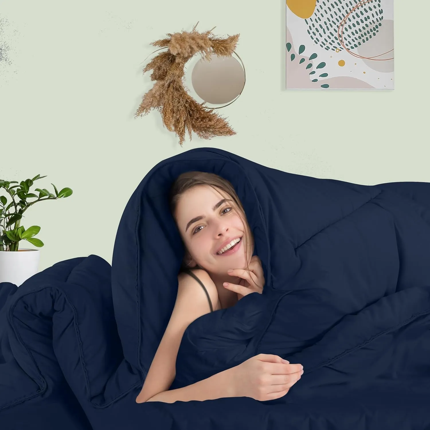 Utopia Bedding Comforter Duvet Insert, Quilted Comforter with Corner Tabs, Box Stitched Down Alternative Comforters Queen Size (Navy)