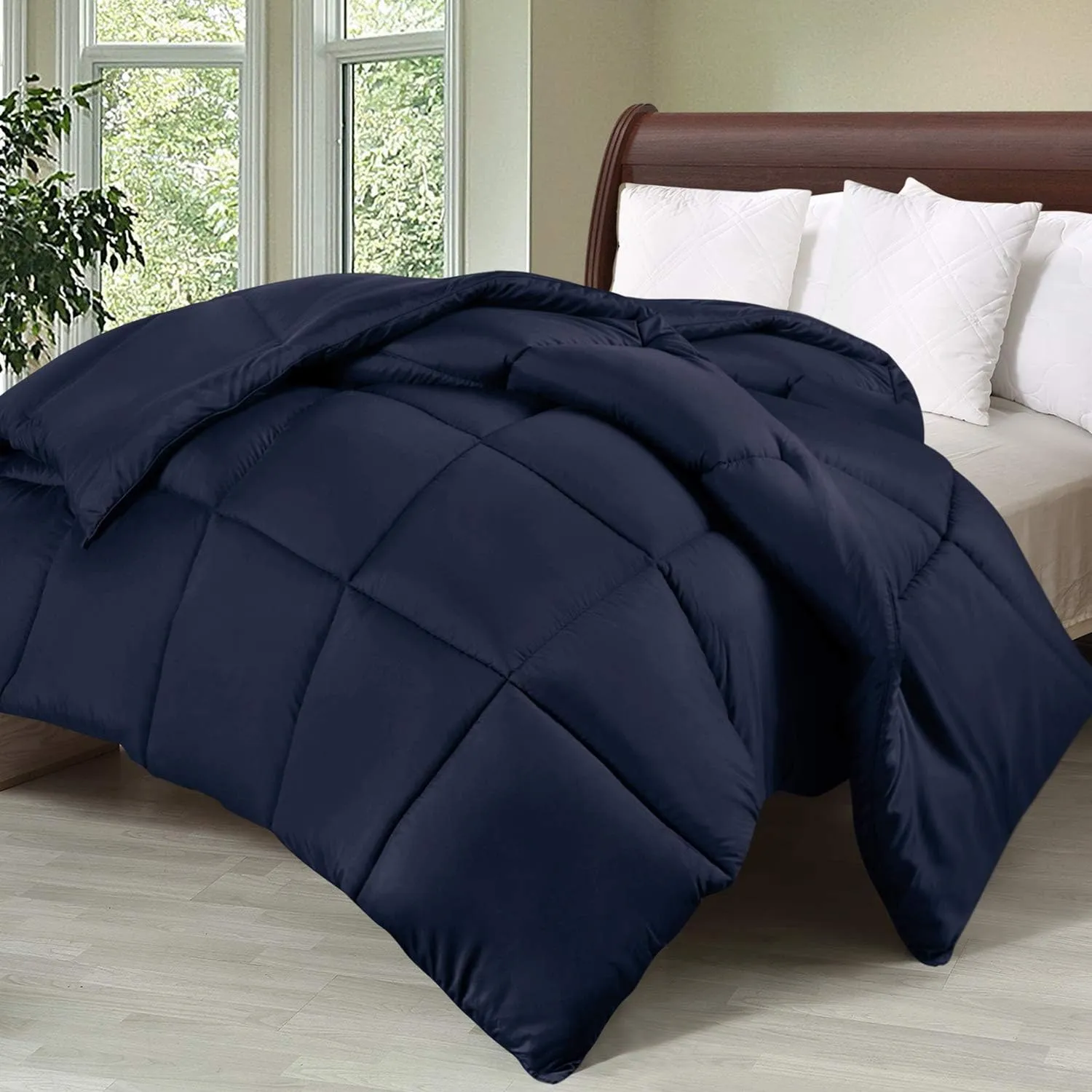 Utopia Bedding Comforter Duvet Insert, Quilted Comforter with Corner Tabs, Box Stitched Down Alternative Comforters Queen Size (Navy)
