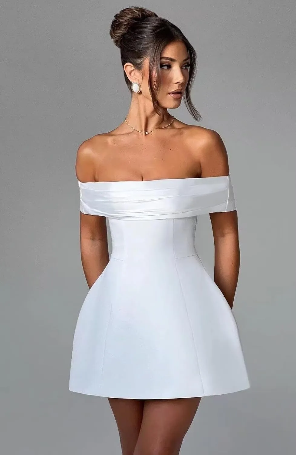 UZN Mini Wedding Dresses 2025 for Women Short Bridal Gown with Lace Reception Gowns for Bride