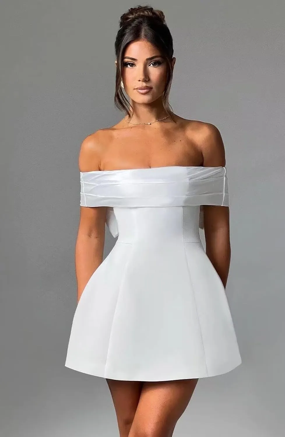 UZN Mini Wedding Dresses 2025 for Women Short Bridal Gown with Lace Reception Gowns for Bride