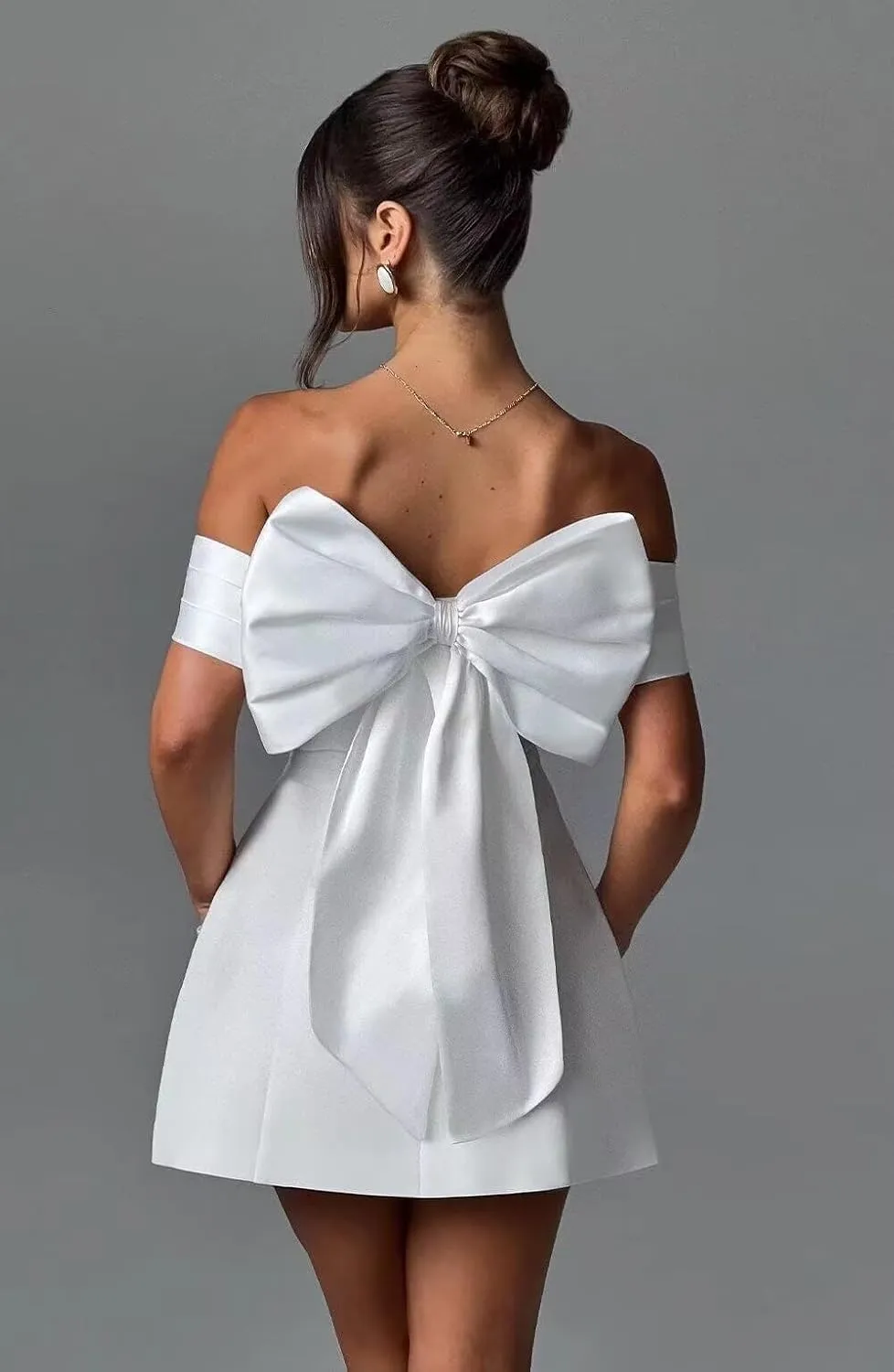 UZN Mini Wedding Dresses 2025 for Women Short Bridal Gown with Lace Reception Gowns for Bride