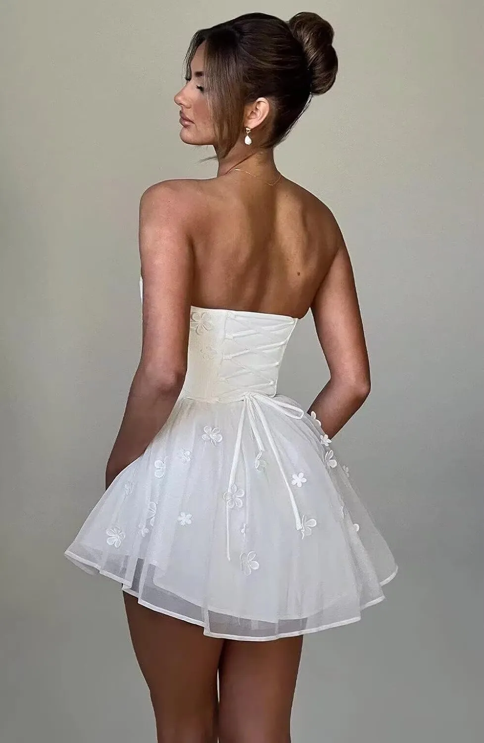 UZN Mini Wedding Dresses 2025 for Women Short Bridal Gown with Lace Reception Gowns for Bride