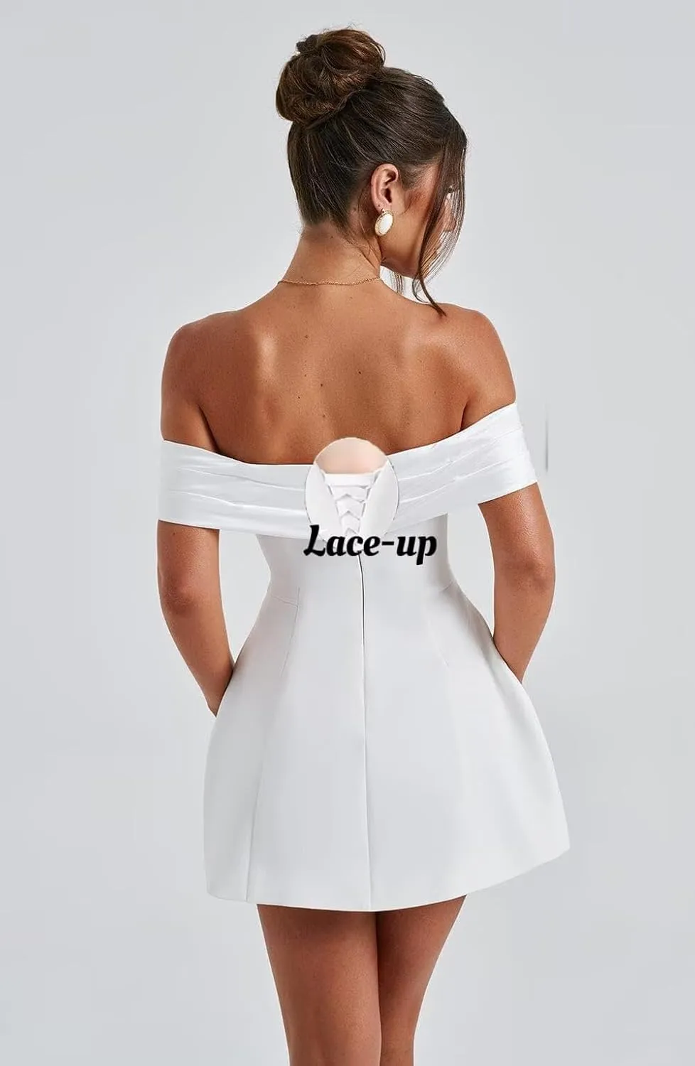 UZN Mini Wedding Dresses 2025 for Women Short Bridal Gown with Lace Reception Gowns for Bride