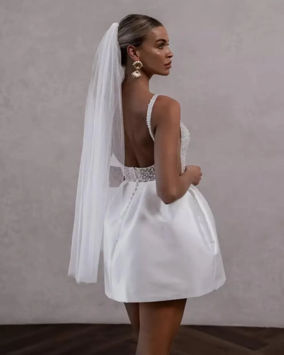 UZN Short Wedding Dresses for Women 2025 Mini Bridal Dress Wedding Reception Gowns for Bride