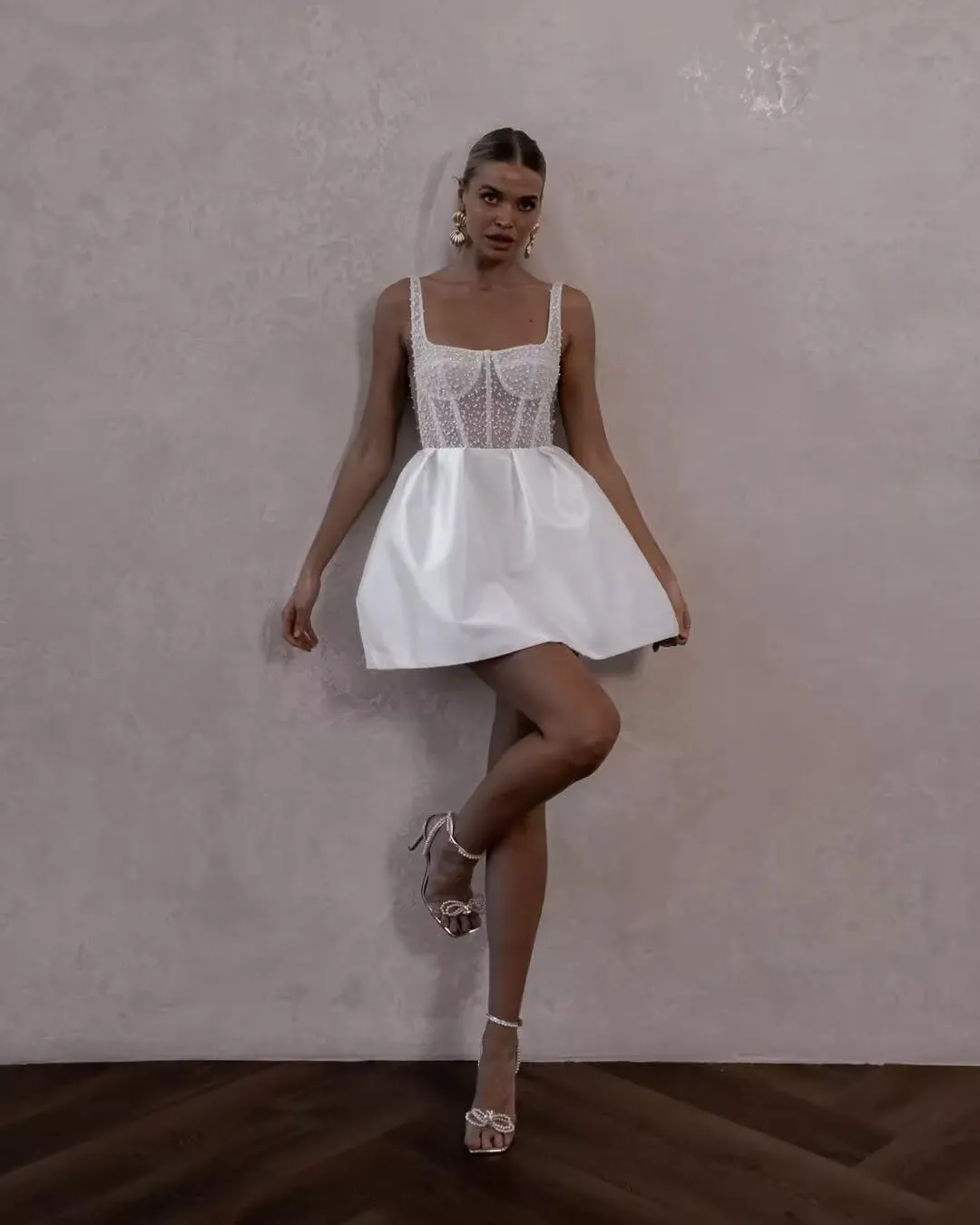 UZN Short Wedding Dresses for Women 2025 Mini Bridal Dress Wedding Reception Gowns for Bride