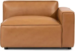Valencia Nathan Modular Sectional Sofa - Right Hand Facing Chair - 100% Full Aniline Leather- Modern Couch for Lounge and Living Room, High-Resilience Foam Couch, Caramel Brown