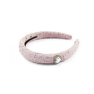 Valentina Lace Heart Embellished Headband for Girls - Mauve, Elegant Lace Design with Heart Accents, Perfect for Weddings and Special Occasions