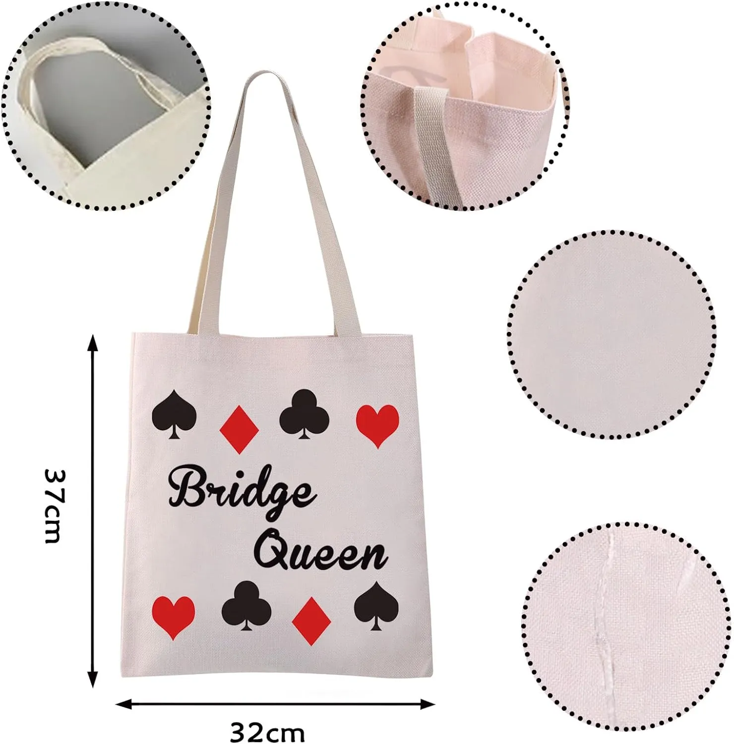 VAMSII Bridge Players Tote Bag Bridge Queen Shoulder Bag Bridge Card Gifts for Bridge Players Bridge Lovers Gift (Bridge Queen Tote)