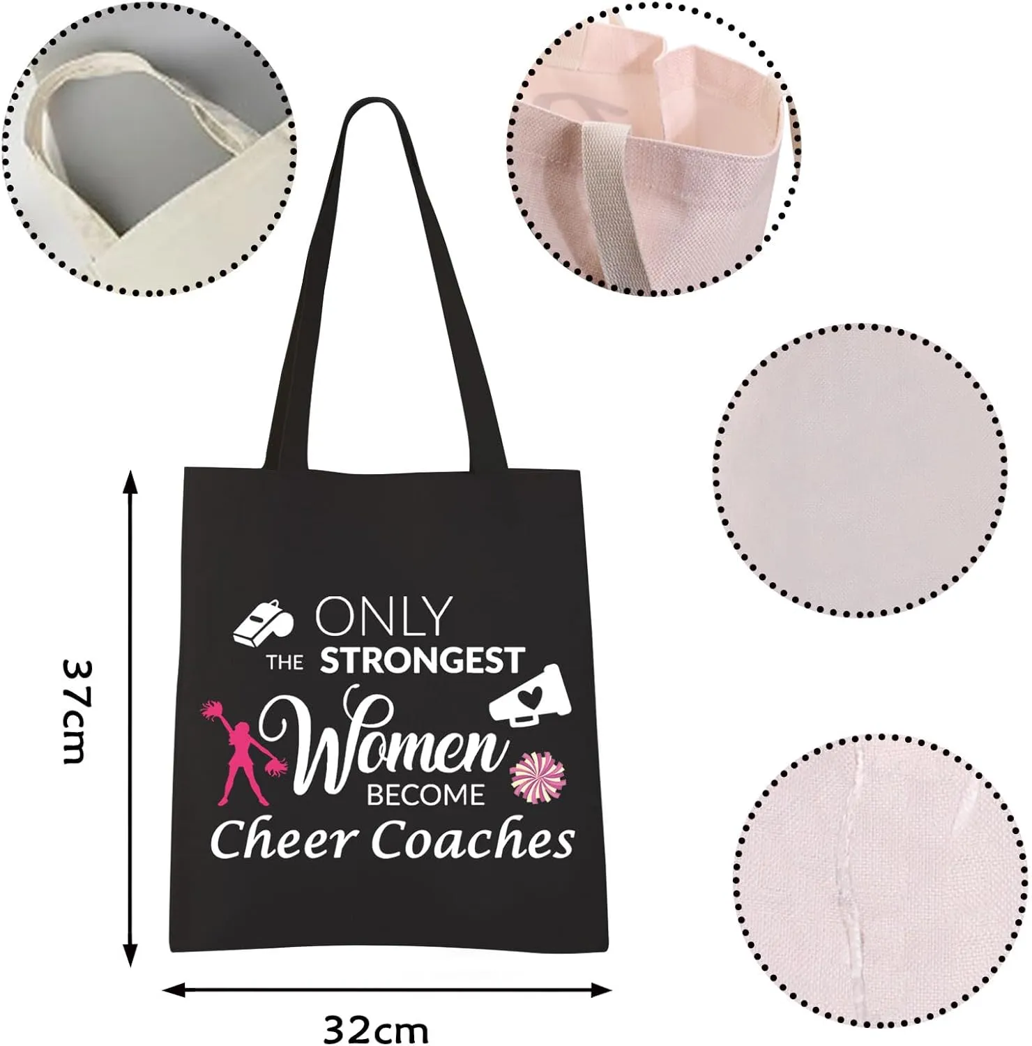 VAMSII Cheer Coach Tote Bag Cheerleading Coach Gifts Bag Cheerleading Gifts for Coaches Instructors Shoulder Bag(Women Cheer Coaches tote)