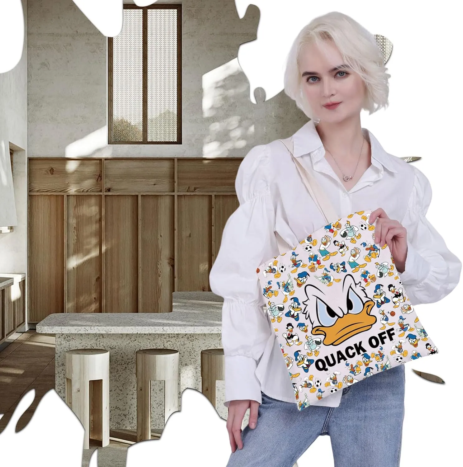 VAMSII Funny Donald Inspired Gift Duck Tote Bag Duck Lover Gift Funny Duck Tote Bag