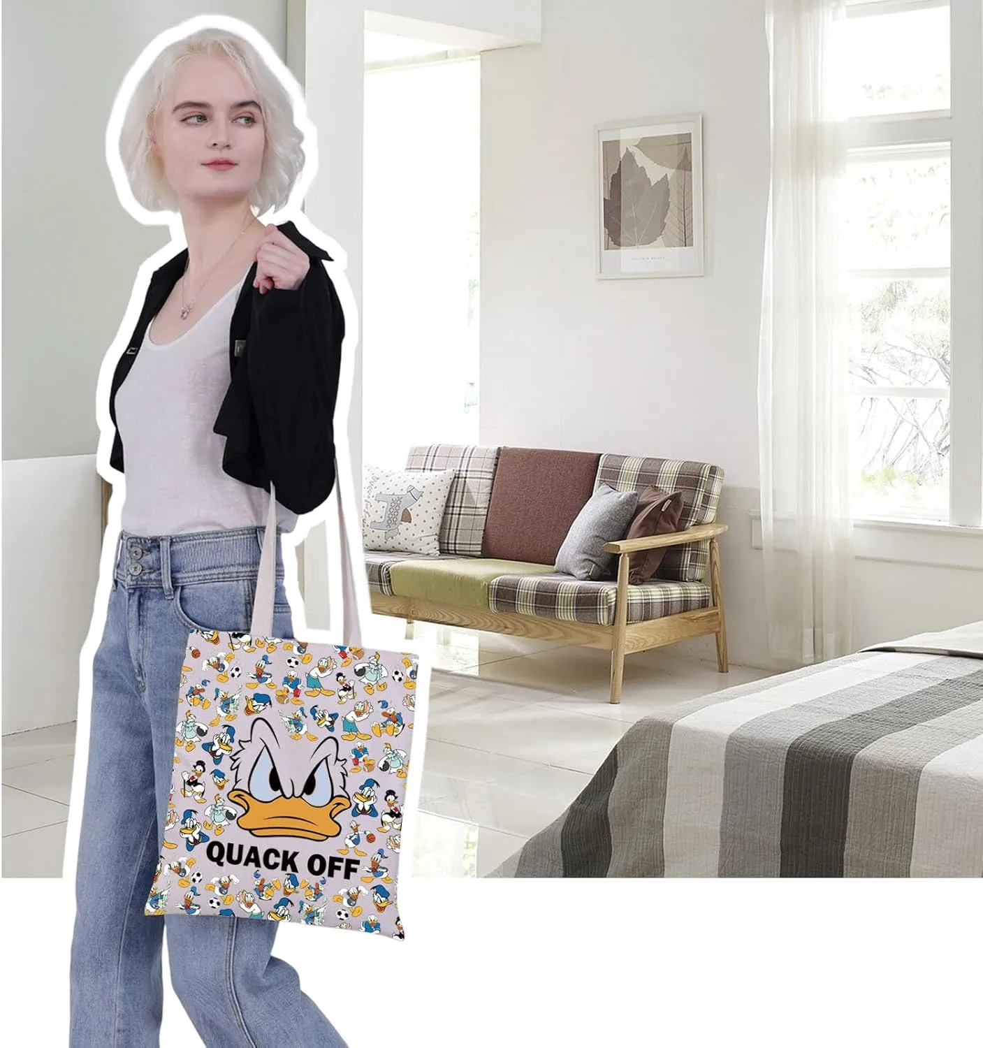 VAMSII Funny Donald Inspired Gift Duck Tote Bag Duck Lover Gift Funny Duck Tote Bag
