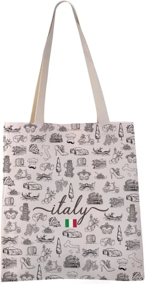 VAMSII Italy Tote Bag Italy Theme Gift Welcome To Italy Moving To Italy Gift Italy Travel Gift (Italy tote)