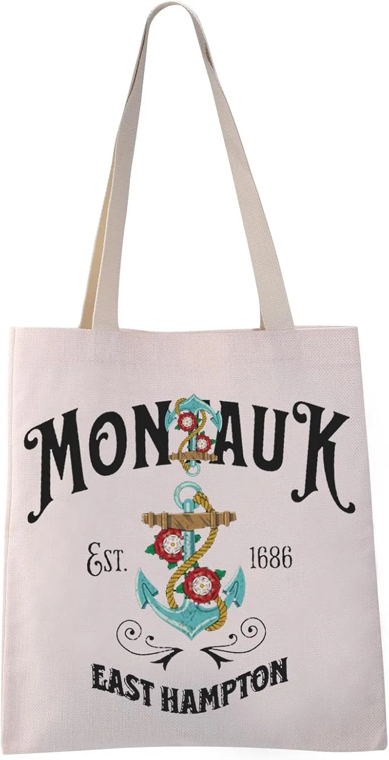 VAMSII Montauk Theme Gift Montauk Est.1686 East Hampton Tote Bag Montauk Beach Gift Trip Gift